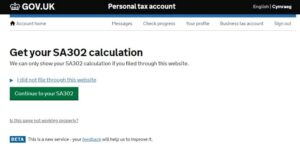 SA302 IF NOT FILED THROUGH THE HMRC WEBSITE