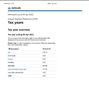 Tax Year Overview Example
