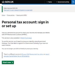 Access my Personal Tax Account 1