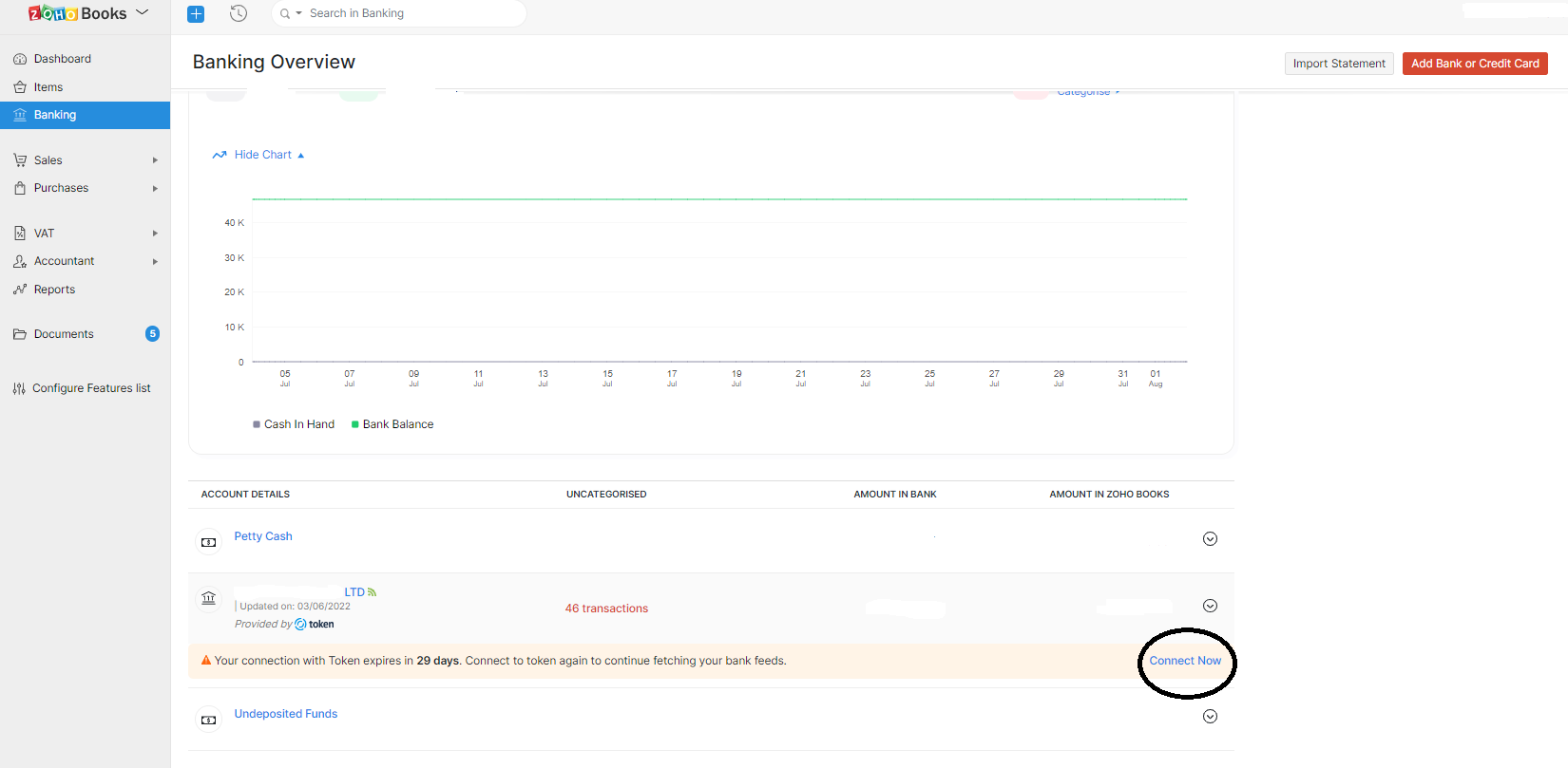 Refresh Zoho Books bank feeds when token is about to expire